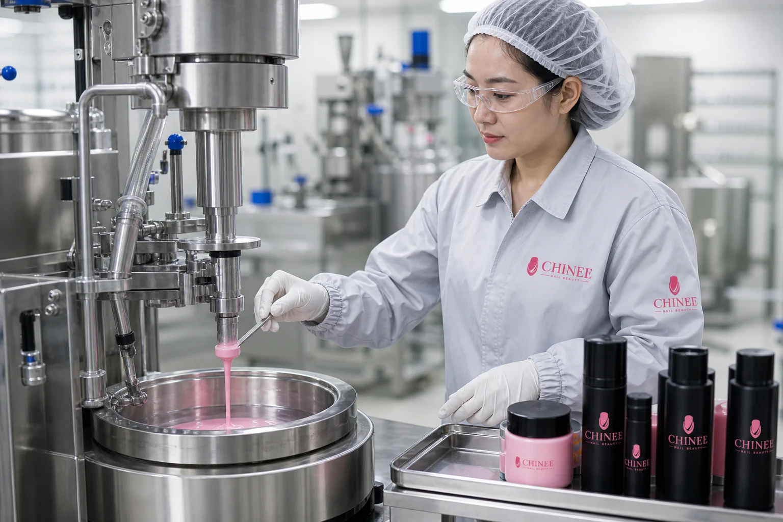CHINEE controlled coating in a Chinese nail beauty factory