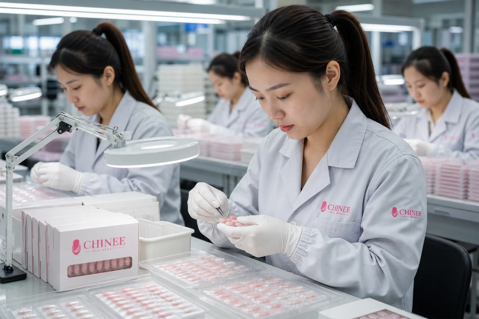 CHINEE detail assembly in a Chinese nail beauty factory