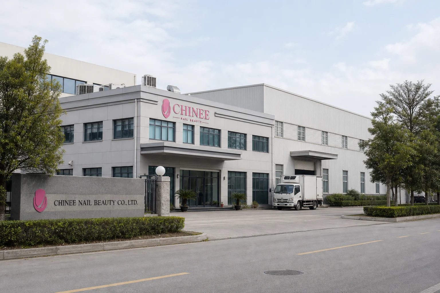CHINEE factory exterior in a Chinese nail beauty factory