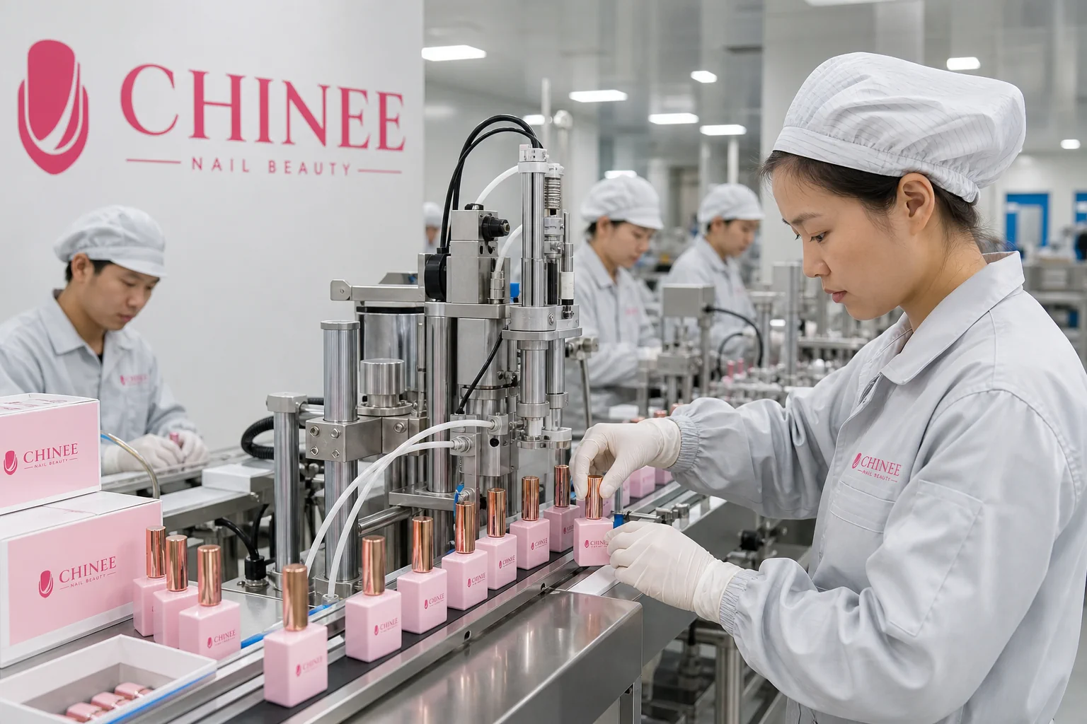 CHINEE production line in a Chinese nail beauty factory