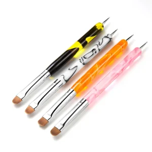 1/4/8PCS French Nail Art Brush Dual-Ended Nail Art Dotting Pen Acrylic Handle Drawing UV Gel Painting Brush for Nail Art