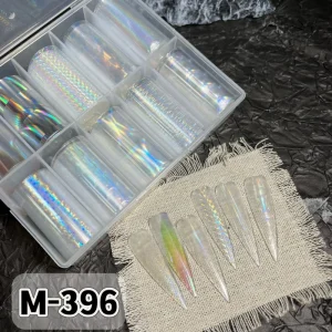 1 Box Clear Laser Transparent Nail Foils for Transfer Paper Chameleon Nails Wraps Silver Nail Art Decorations