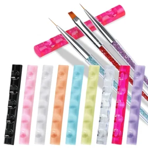 1 Pcs Clear Acrylic Nail Brush Rack Shelf with 5 Grids for Salon Use