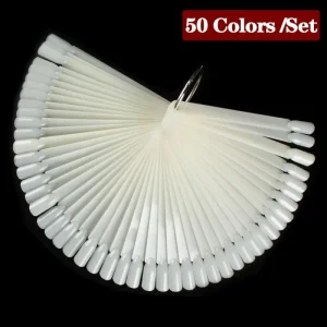 1 Set False Nail Tips Clear Nature Black Nail Art Display Oval Fan Style Nail Swatch Polish Stand Tips Practice Manicure Tools