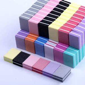 10 25 50pcs Lot Double sided Mini Nail File Blocks Colorful Sponge Nail Polish Sanding Buffer Strips Polishing Manicure Tools