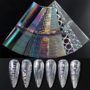 10 Designs Nail Art Transfer Foil Set Starry Sky Paper Holographic 3D Stickers for Manicure Art Decoration