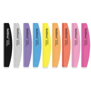 10 PCS Half Moon Sanding Nail File Sponge Printed Double Side Moon Shape Manicure File Sanding Files and Buffers 100 180