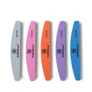 10 PCS bag Colorful Nail Buffers 100/180 Factory Customized Logo Boat Half Moon Shape 180/180 Grit Flexible Sponge File Buffer