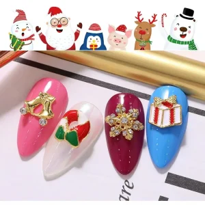 10 Pieces in a Pack 3D Luxury Rhinestone Christmas Snow Designed Art Nails Fingernails Decoration Nail Sticker
