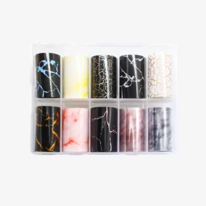10 Roll Box Marble Gold Foils Nail Stickers Fantasy Starry Holo Nail Transfer Decals Decoration