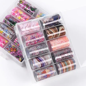 10 Rolls Box 4cm Metallic Nail Art Foil Decorations Holographic Laser Nail Sticker Decal Starry Sky Paper