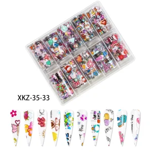 10 Rolls Christmas Nail Foil Transfer Stickers Butterfly Designs Nail Foil Adhesive Decals Nail Art Supplies