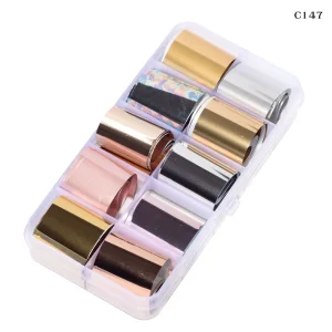 10 Sheets Box Holographic Nail Foil Starry Sky Laser Transfer Paper Nail Polish Sticker Decals Foils 3D DIY Manicure Set