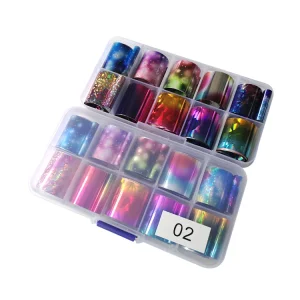 10 in 1 Nail Art Foil Paper Sticker Sets with 10 Colors for Professional Nail Beauty Decoration