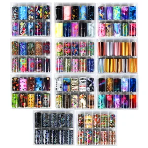 10 in 1 Starry Sky Designer Nail Transfer Foil Custom Logo Nail Art Transfer Sheets Manufacturer