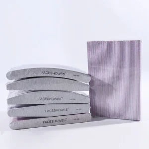 100 180 240 Custom logo Printed Half Moon Foam Nail File Professional Sponge Polishing Nail Buffer Block Nail File