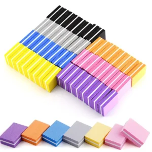 100 180 Custom logo Printed Half Moon Foam Professional Sponge Polishing Nail Buffer Block Nail File Nail buff