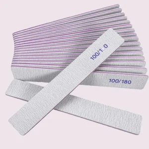 100/180 Grit Nail Files for Acrylic Nails Rectangle Double Sides Emery Board Fingernail Files Professional Nail Buffering