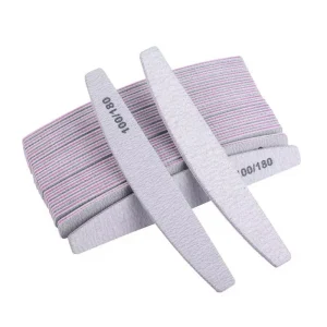 100 180 Grit Sandpaper Nail File Half Moon Disposable Pink Zebra Nail File 7″ Double Sided 180 240 Emery Boards