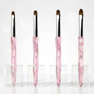 100% Kolinsky Acrylic Nail Brush Pink Customizable Crimped Liner Pure Kolinsky Material for Professional Use
