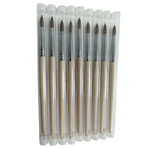 100% Kolinsky Acrylic Nail Brushes with Eco Friendly Log Wooden Handle for Manicure Powder Application