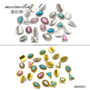 100 Pcs Bag 3D Metal Alloy Nail Charms Jewelry