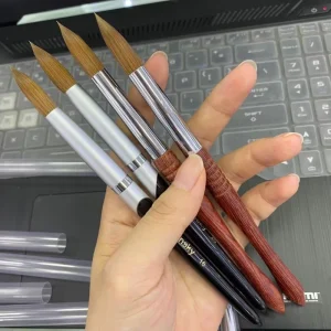 100% Pure Kolinsky Acrylic Nail Brush Custom Logo Nail Art Brush for UV Gel Carving Pen Liquid Powder Art Tool