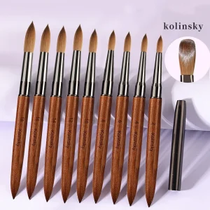 100% Pure Kolinsky Acrylic Nail Brush Sandalwood Handle for Crystal Nail Extension Carving Custom Logo Available