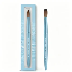 100% Pure Kolinsky Acrylic Nail Brush Size 8 24 Crimped Round Blue Metal Handle