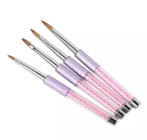 100% Pure Kolinsky Acrylic Nail Brush with Colorful Pearls Metal Handle Nail Brush for Acrylic Application
