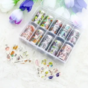 100 X4cm Abstract Face Line Nail Art Foil Transfer Stickers 10rolls Floral Nail Transfer Foil Decals