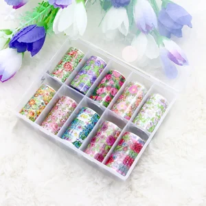 100 X4cm Flower Nail Art Foils Paper Nail Art Transfer Stickers Decals