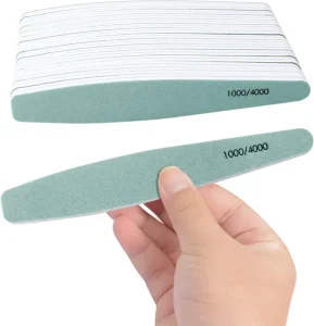 1000/4000 Grit Nail File Polishing Strip Washable Diamond Shaped Sponge Nail Buffer Files