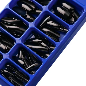 100PCS BOX Solid Black Almond False Nail Tips Full Cover Acrylic Artificial Press on Nails Extension Manicure DIY Tools Nail Art