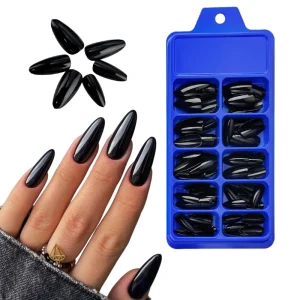 100Pcs Black White Pink Almond Square False Nails Acrylic Short Press on Nail Reusable French Fake Nails Tips