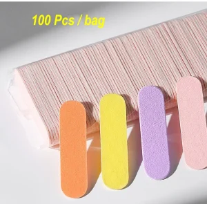 100Pcs Disposable Wooden Nail Files Double Sided Sanding Buffer Strips for Polishing Grinding Manicure Tools