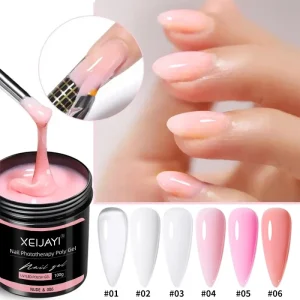 100g Large Capacity 6 Colors Creamy Extension Nail Gel Soak Off UV Gel LED Lamp Source Hard Builder Gel for Nail Art DIY
