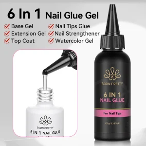 100ml Large Capacity 6 In 1 Gel Nail Tip Glue Refill Base Coat Top Coat Gel Extensions Nails for Salon