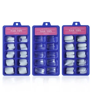 100pcs Acrylic False Nails Full Cover Half Cover French Natural Clear 10 Sizes Press on False Nail Tips