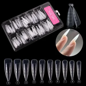 100pcs Box Nail Art Mold Tips Quick Building Form Poly Nail Gel Extension False Nail Tips