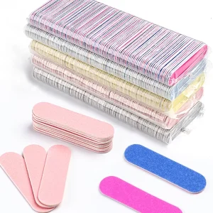 100pcs Double Side Pink White Black 180/240 Grit Polishing Sanding Buffer Block Mini Wood Nail Files for Pedicure & Manicure