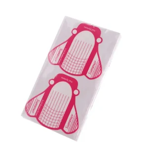 100pcs Pink Self-Adhesive Gel Long Dual Form Nails Molds Nail Art Extension Form PVC Acrylic Paper Press on Nail Form