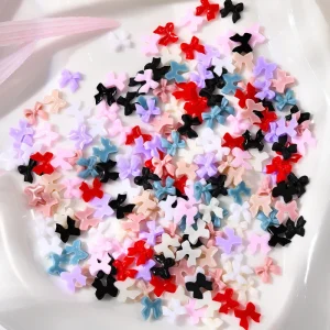100pcs Popular Resin Matte Bow Nail Art Accessories Pure Frosted Stickers Charms Bowknot Ribbon Decorations for Salon
