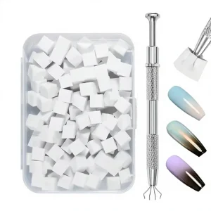 100pcs Sponge Gradient Nail Art Stamper Tools Gel Polish Color Gradient Brush Glitter Powder Dotting Pen for Manicure Tools