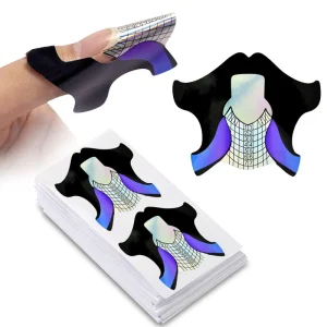 100pcs UV Gel Nail Extension Forms Laser Swallow Self Adhesive Guide Stickers Paper Material DIY Nail Art Tool