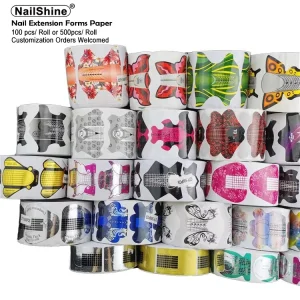 100pcs/roll French Nails Form Acrylic UV Gel Extension Nail Tool Curl Gel Sticker Butterfly Nail Single-Use