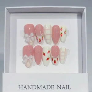1056 1060 Handmade 10pcs Almond Design Press On False Nails ABS Materia Fashionable Model Custom Flower Carving