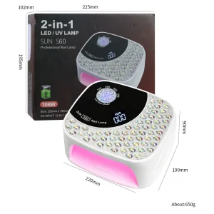 108W Rhinestone Professional Nail Lamp Low Heat Model Dual Light UV LED Gel Drying Logo Customized 1 Year Warranty