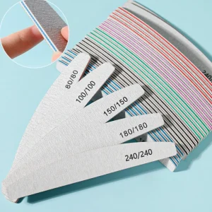 10Pcs Lot Professional Nail Polish File Set 80 100 150 180 240 Grit Nail File Moon Style Manicure Limes Nails Files Buffer Tools