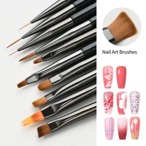 10Pcs/set UV Gel Extension Nail Art Pen Special Brush Set Crystal Flower Carving Pen Set Nail Brush Manicure Tools